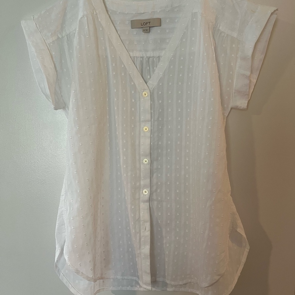 LOFT Women's White Button-Down Top